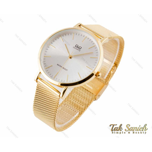 ساعت کیو اند کیو مردانه طلایی بند حصیری QQ-3390-G ساعت کیو اند کیو مردانه طلایی بند حصیری QQ-3390-G