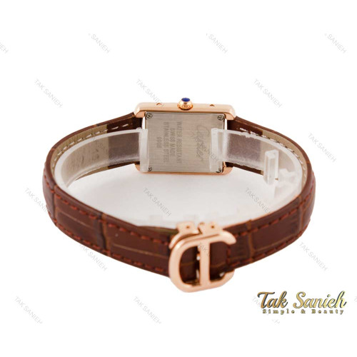 ساعت کارتیه تانک زنانه بند چرم رزگلد Cartier-3522-S-L