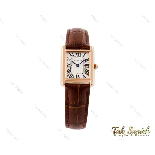 ساعت کارتیه تانک زنانه بند چرم رزگلد Cartier-3522-S-L