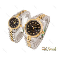 ساعت رولکس ست طلایی سیلور صفحه مشکی Rolex-3632-S