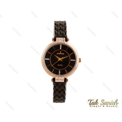 ساعت رومانسون زنانه نگین دار رزگلد مشکی Romanson-3732-L