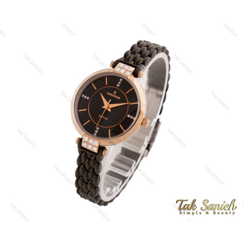 ساعت رومانسون زنانه نگین دار رزگلد مشکی Romanson-3732-L ساعت رومانسون زنانه نگین دار رزگلد مشکی Romanson-3732-L