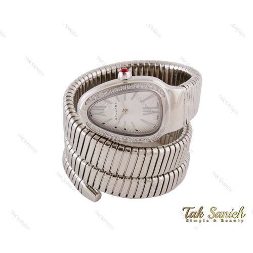 ساعت بولگاری زنانه مار نقره ای سفید نگین دار Bvlgari-3877-L