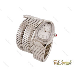 ساعت بولگاری زنانه مار نقره ای سفید نگین دار Bvlgari-3877-L