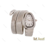 ساعت بولگاری زنانه مار نقره ای سفید نگین دار Bvlgari-3877-L