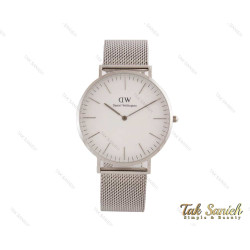 ساعت دنیل ولینگتون مردانه بندحصیری نقره ای صفحه سفید DW-3879-G