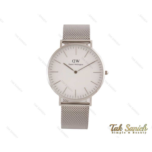 ساعت دنیل ولینگتون مردانه بندحصیری نقره ای صفحه سفید DW-3879-G ساعت دنیل ولینگتون مردانه بندحصیری نقره ای صفحه سفید DW-3879-G