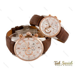 ساعت ست سیتیزن WR100 سه موتوره کرنوگراف بند چرمی Citizen-3906-S
