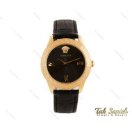 ساعت ورساچه زنانه طلایی بند چرم مشکی Versace-3941-L