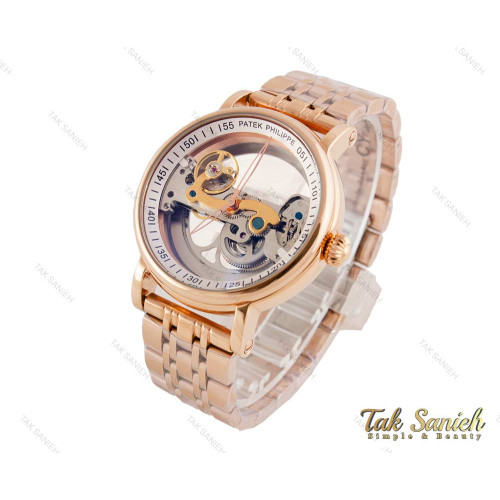 ساعت پتک فیلیپ مردانه اتوماتیک صفحه اسکلتون رزگلد Patek-3966-G