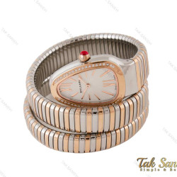 ساعت بولگاری ماری زنانه رزگلد نقره ای سفید نگین دار Bvlgari-3979-L