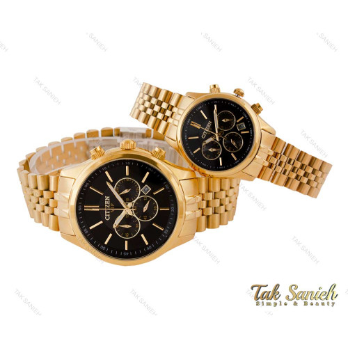 ساعت مچی ست سیتیزنVIP طلایی سه موتوره کرنوگراف Citizen-4015-S