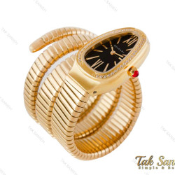 ساعت بولگاری ماری زنانه طلایی مشکی نگین دار Bvlgari-4022-L