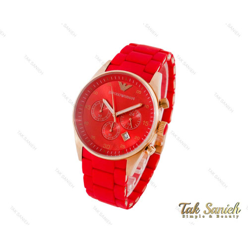 ساعت امپریوآرمانی مردانه بند پیو قرمز Armani-3757-G