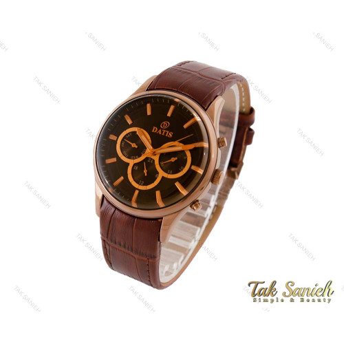 ساعت داتیس مردانه سه موتوره بند چرم قهوه ای Datis-3770-G