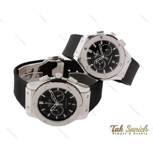 ساعت هابلوت ست سه موتوره نقره ای مشکی Hublot-3776-S ساعت هابلوت ست سه موتوره نقره ای مشکی Hublot-3776-S