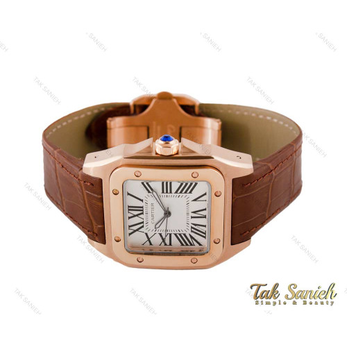 ساعت کارتیر سانتوز 100 مردانه رزگلد Cartier-3785-G