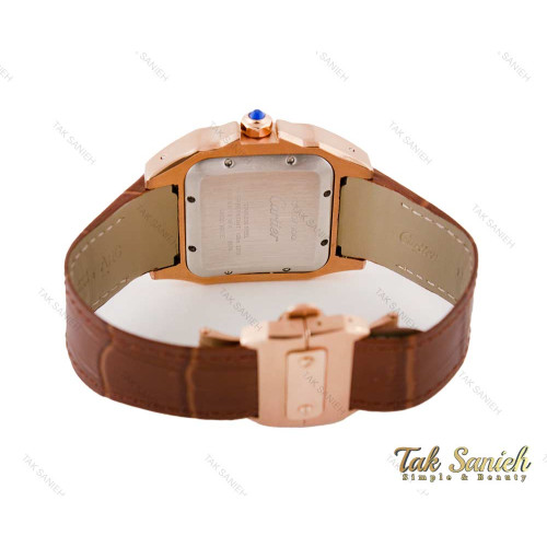ساعت کارتیر سانتوز 100 مردانه رزگلد Cartier-3785-G