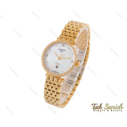 ساعت تیسوت زنانه طلایی نگین دار Tissot-3852-L ساعت تیسوت زنانه طلایی نگین دار Tissot-3852-L