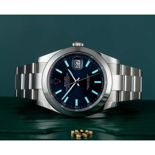 ساعت رولکس مردانه دیت جاست اتوماتیک سیلور سرمه ای Rolex-4116-G