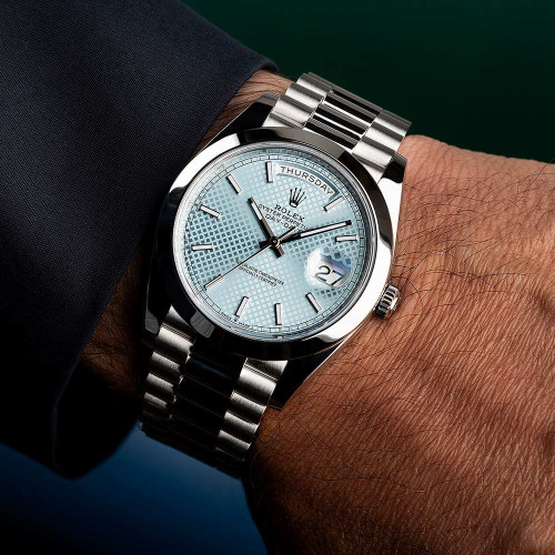 ساعت رولکس مردانه دی دیت اتوماتیک سیلور آبی Rolex-4119-G