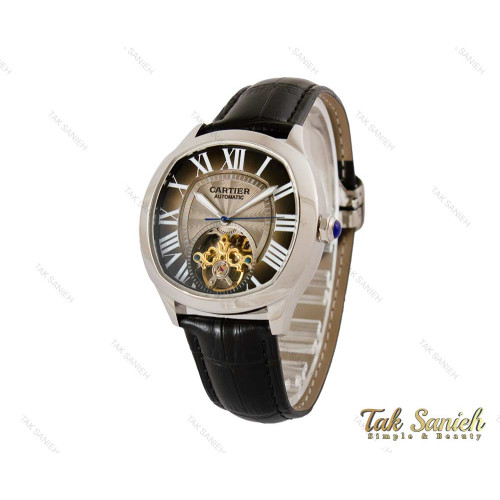 ساعت کارتیر درایو مردانه اتوماتیک بند چرمی توربیلون دار Cartier-4129-G ساعت کارتیر درایو مردانه اتوماتیک بند چرمی توربیلون دار Cartier-4129-G
