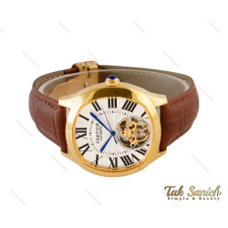 ساعت کارتیر درایو مردانه طلایی بند چرم اتوماتیک Cartier-4130-G ساعت کارتیر درایو مردانه طلایی بند چرم اتوماتیک Cartier-4130-G
