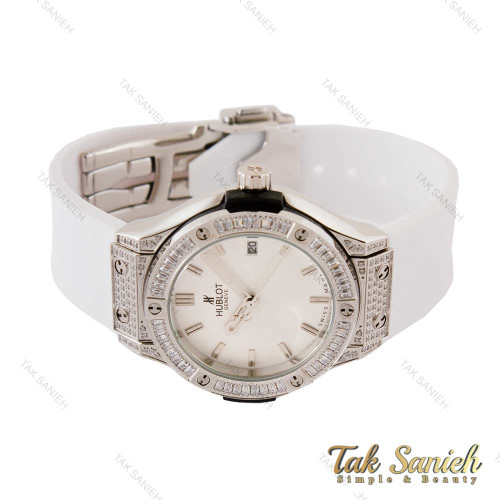 ساعت هابلوت زنانه سفید تمام نگین نقره ای Hublot-4151-L
