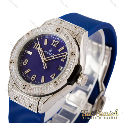 ساعت هابلوت زنانه آبی سیلور فول نگین Hublot-4201-L