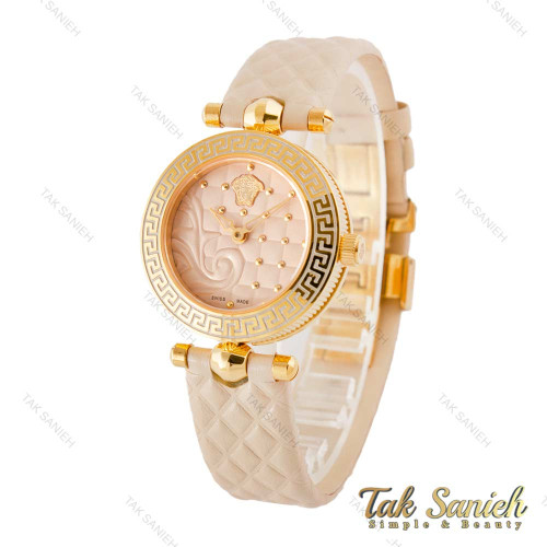 ساعت ورساچه زنانه طلایی بند چرمی کِرِم Versace-4229-L ساعت ورساچه زنانه طلایی بند چرمی کِرِم Versace-4229-L
