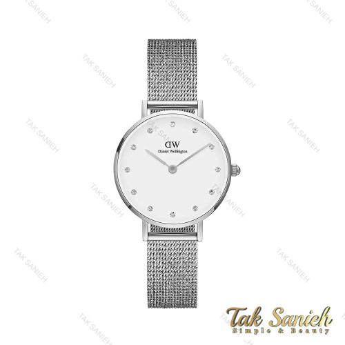ساعت دنیل ولینگتون زنانه نقره ای صفحه سفید نگین دار DW-4304-28-L ساعت دنیل ولینگتون زنانه نقره ای صفحه سفید نگین دار DW-4304-28-L