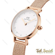 ساعت دنیل ولینگتون زنانه رزگلد صفحه سفید نگین دار DW-4305-28-L
