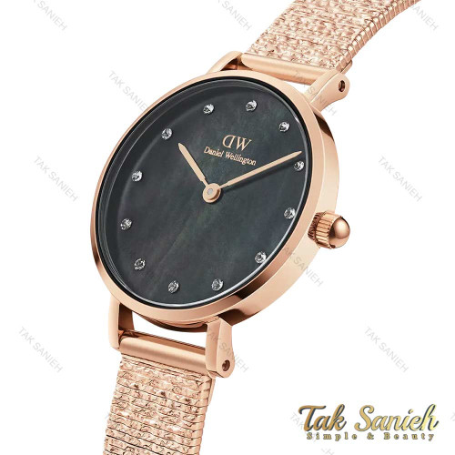 ساعت دنیل ولینگتون رزگلد زنانه صفحه صدف مشکی نگین دار DW-4308-28-L ساعت دنیل ولینگتون رزگلد زنانه صفحه صدف مشکی نگین دار DW-4308-28-L