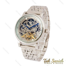 ساعت پتک فیلیپ مردانه اتوماتیک اسکلتون سیلور سفید Patek-4342-G