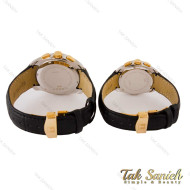 ساعت تیسوت ست بند چرم دورنگ طلایی صفحه مشکی Tissot-4395-S