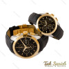 ساعت تیسوت ست بند چرم دورنگ طلایی صفحه مشکی Tissot-4395-S ساعت تیسوت ست بند چرم دورنگ طلایی صفحه مشکی Tissot-4395-S