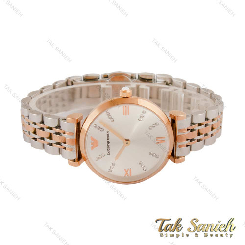 ساعت امپریو آرمانی زنانه دورنگ رزگلد صفحه سیلور Armani-4399-L