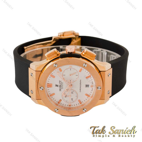 ساعت هابلوت زنانه سه موتوره رزگلد صفحه سفید Hublot-4406-L