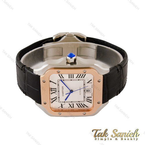ساعت کارتیر سانتوس مردانه اتوماتیک دورنگ رزگلد Cartier-4418-G