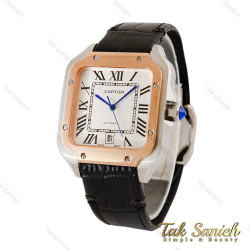 ساعت کارتیر سانتوس مردانه اتوماتیک دورنگ رزگلد Cartier-4418-G