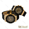 ساعت هابلوت ست سه موتوره طلایی مشکی صفحه اسکلتون Hublot-4433-S