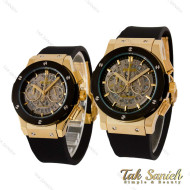ساعت هابلوت ست سه موتوره طلایی مشکی صفحه اسکلتون Hublot-4433-S