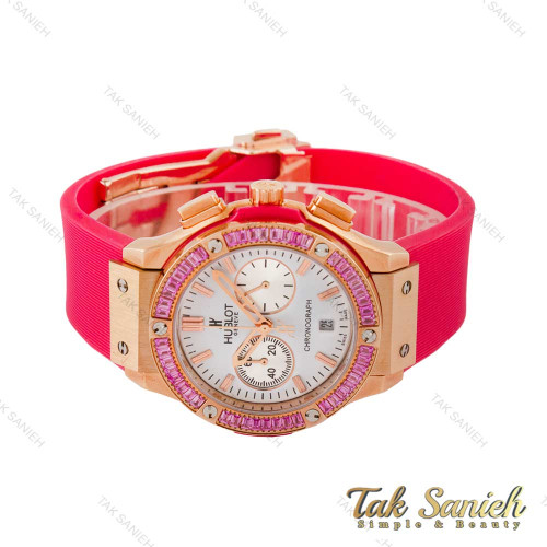 ساعت هابلوت زنانه دورنگین سرخابی Hublot-4437-L ساعت هابلوت زنانه دورنگین سرخابی Hublot-4437-L