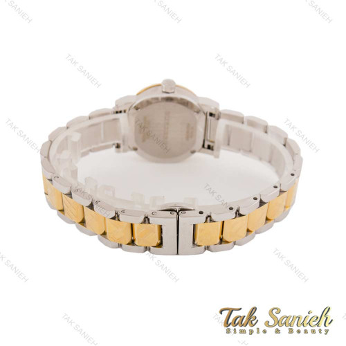 ساعت بِربِری زنانه دورنگ طلایی صفحه سفید Burberry-4454-L ساعت بِربِری زنانه دورنگ طلایی صفحه سفید Burberry-4454-L