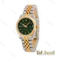 ساعت رولکس زنانه دورنگ طلایی صفحه سبز ایندکس خطی مدیوم Rolex-4484-L