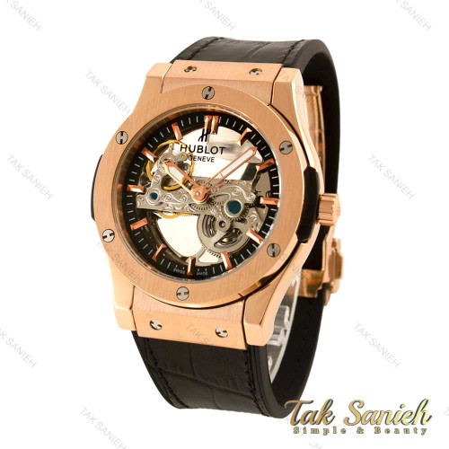 ساعت هابلوت مردانه اتوماتیک صفحه اسکلتون رزگلد Hublot-4494-G