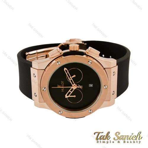 ساعت هابلوت مردانه رزگلد سه موتوره صفحه مهندسی Hublot-4507-G