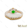 ساعت رولکس زنانه دورنگ طلایی صفحه سبز ایندکس خطی اسمال Rolex-4512-S-L