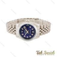 ساعت رولکس زنانه نقره ای صفحه سرمه ای Rolex-4528-M-L ساعت رولکس زنانه نقره ای صفحه سرمه ای Rolex-4528-M-L