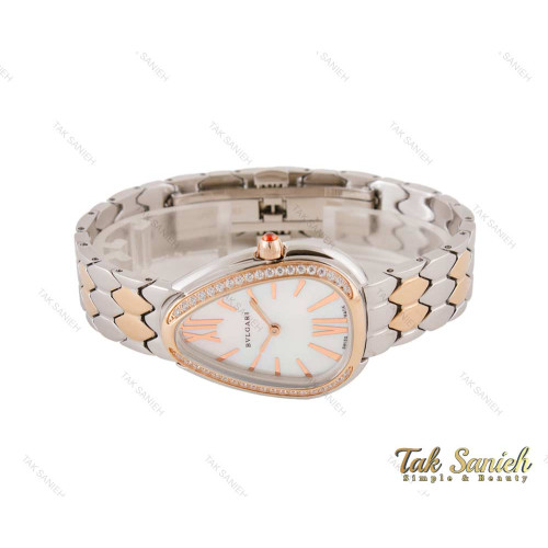 ساعت بولگاری سرپنتی زنانه رزگلد سیلور نگین دار Bvlgari-4056-L